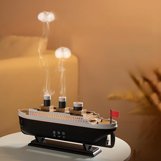 🚢 Humidificador Barco Vintage | con luces y control remoto